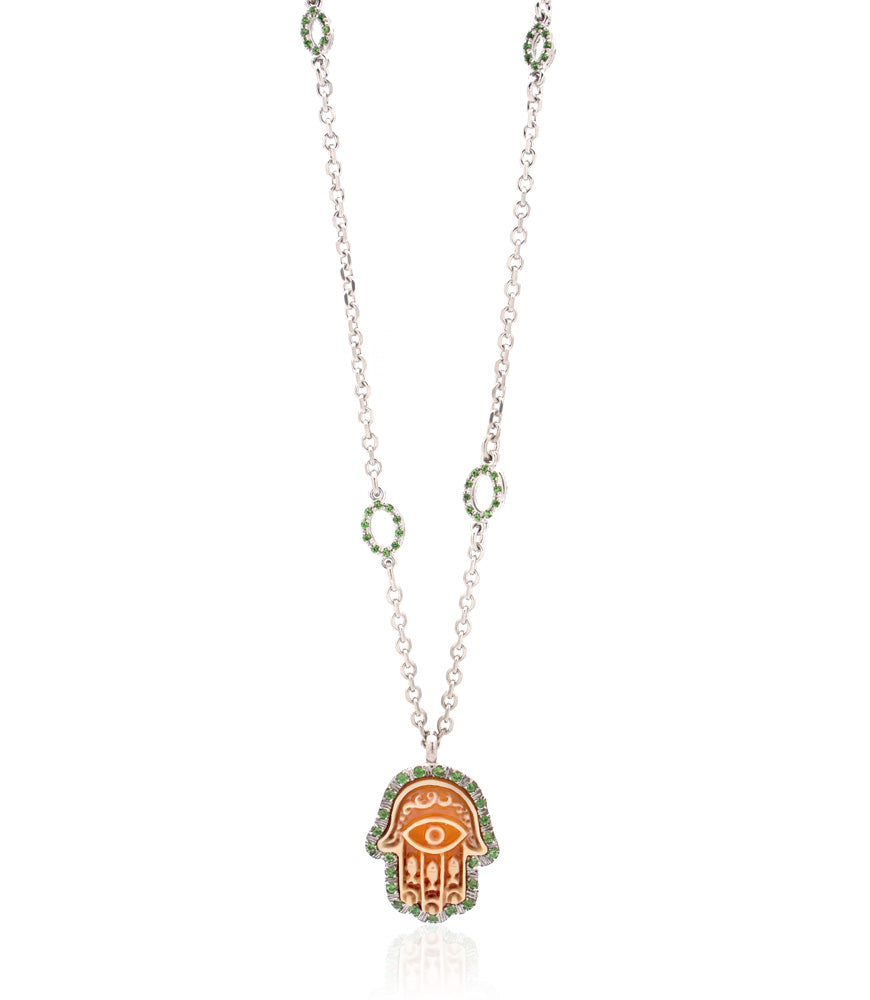 "HAMSA" — hand-carved cameo necklace by AMEDEO