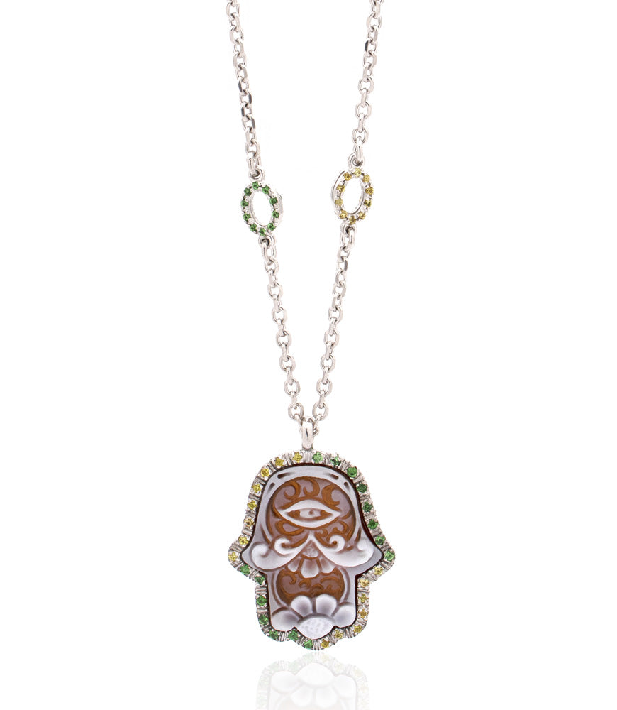 "FATIMA" — hand-carved cameo necklace by AMEDEO