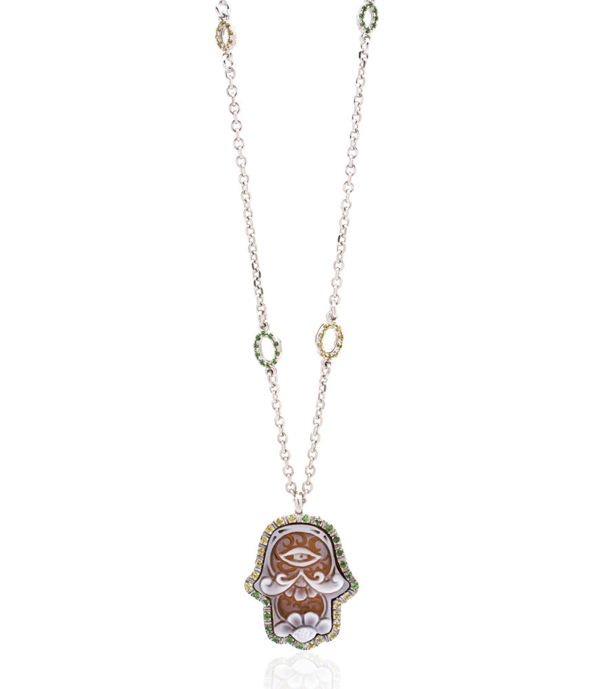 "FATIMA" — hand-carved cameo necklace by AMEDEO