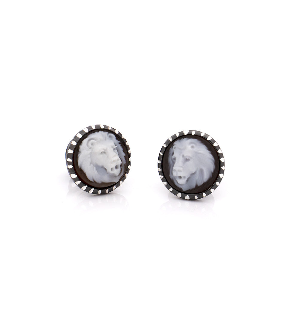 "STUD" EARRINGS — hand-carved cameo earrings by AMEDEO