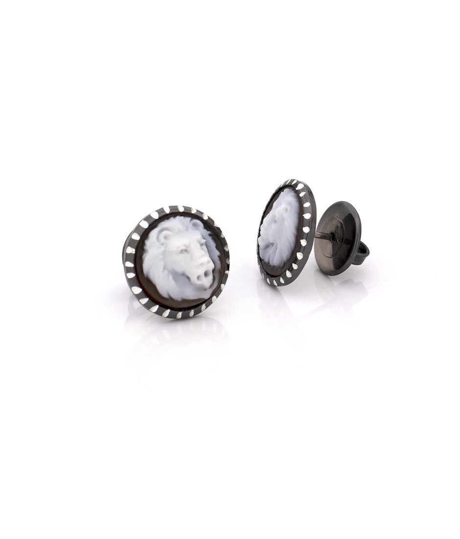 "STUD" EARRINGS — hand-carved cameo earrings by AMEDEO