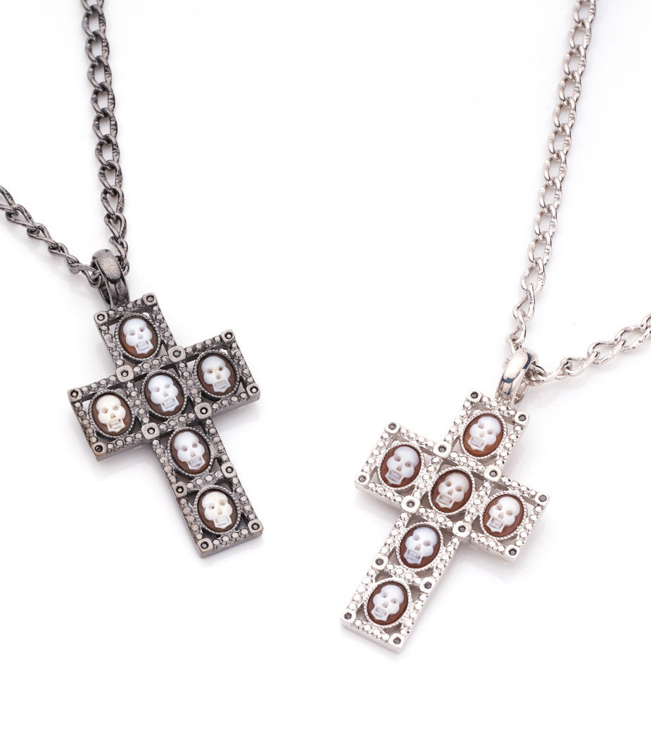 "SILVER CROSS" — hand-carved cameo necklace by AMEDEO