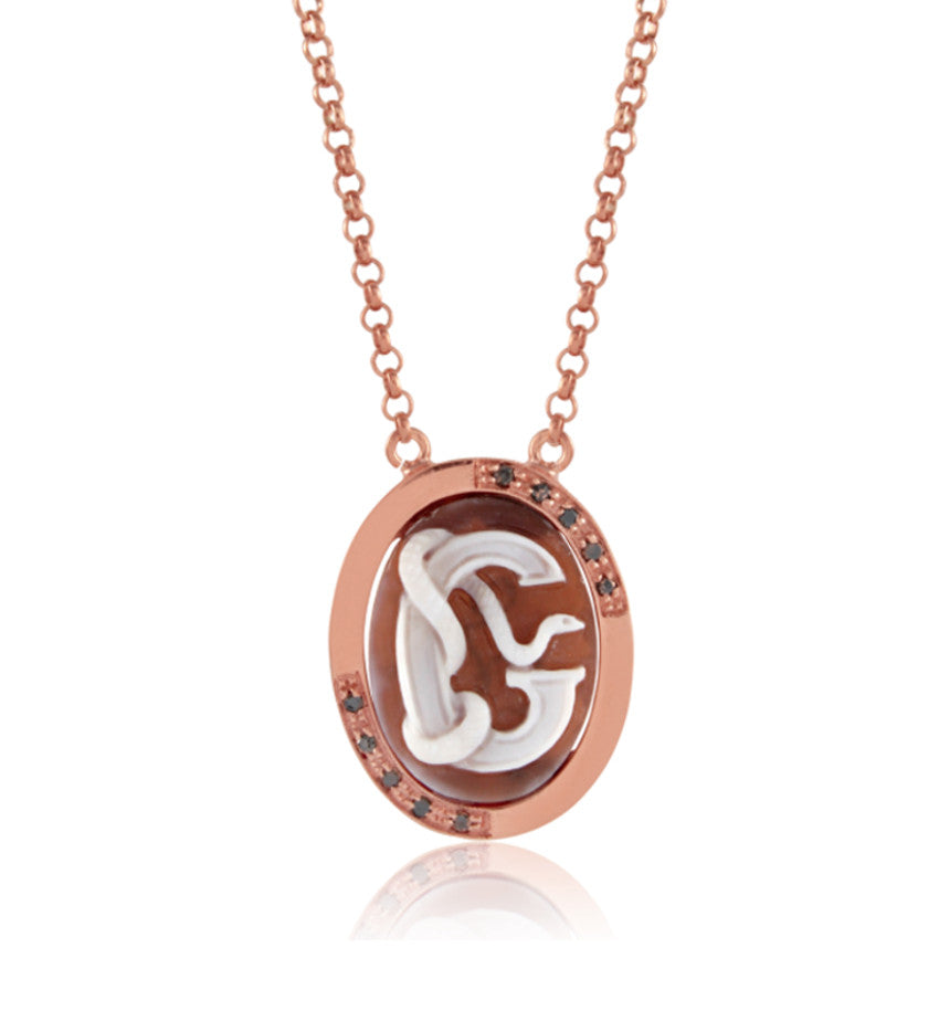 Initial "G" — hand-carved cameo necklace by AMEDEO